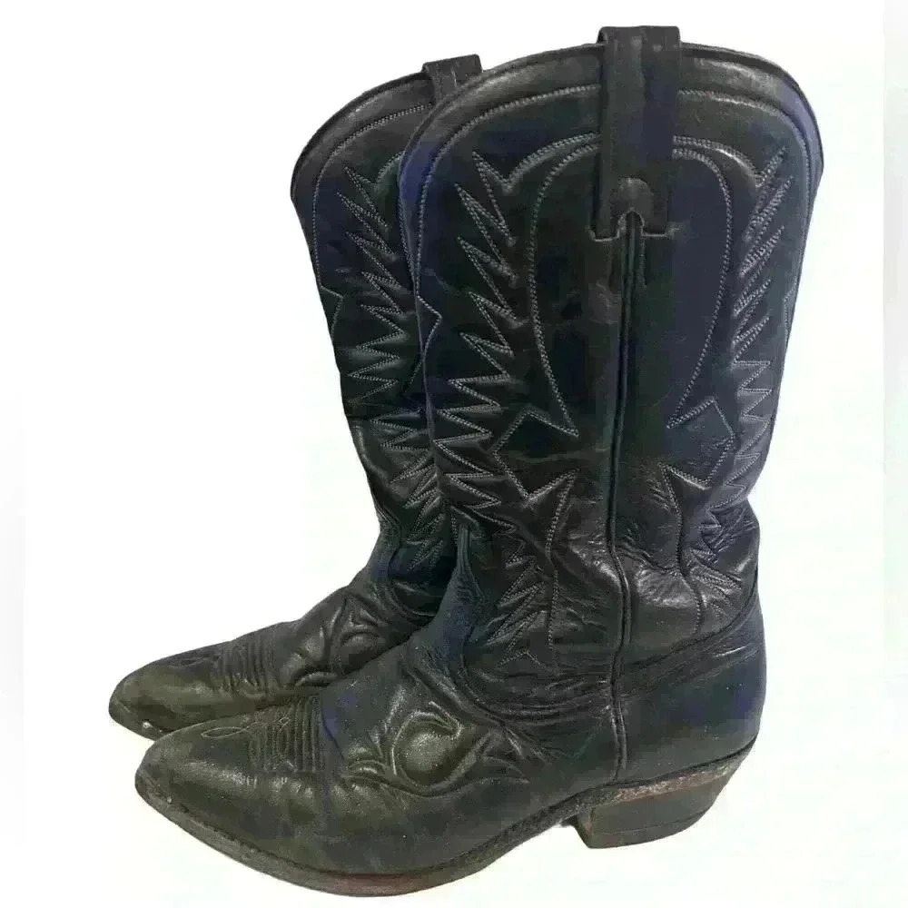 Men’s Black Boulet  Western Cowboy Boots Used condition Leather Size 10.5